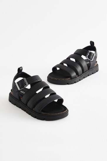 Black Chunky Corkbed Sandals