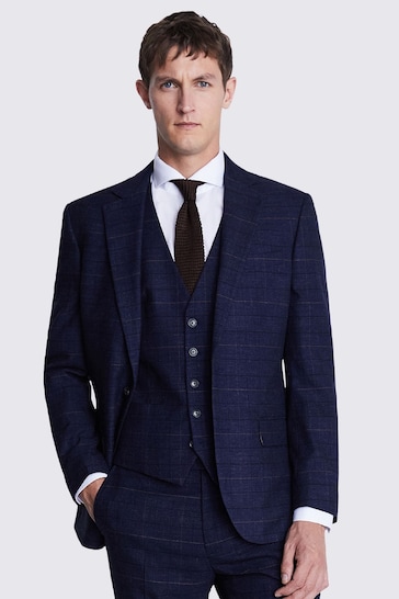 MOSS Tailored Fit Navy Black Check Suit: Jacket
