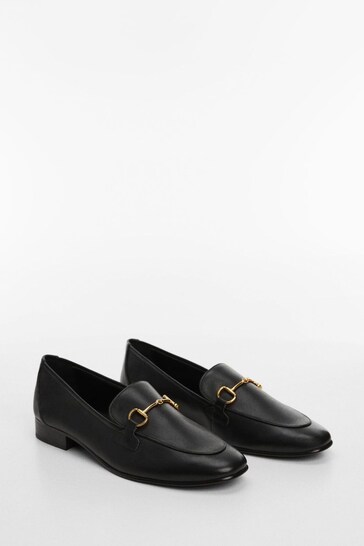 Mango Leather Moccasins With Metallic Detail