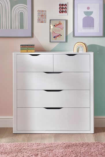 White Compton Kids 5 Drawer Chest of Drawers
