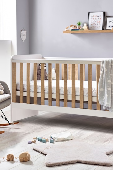 White/Wood Effect Parker Kids Nursery Cot Bed
