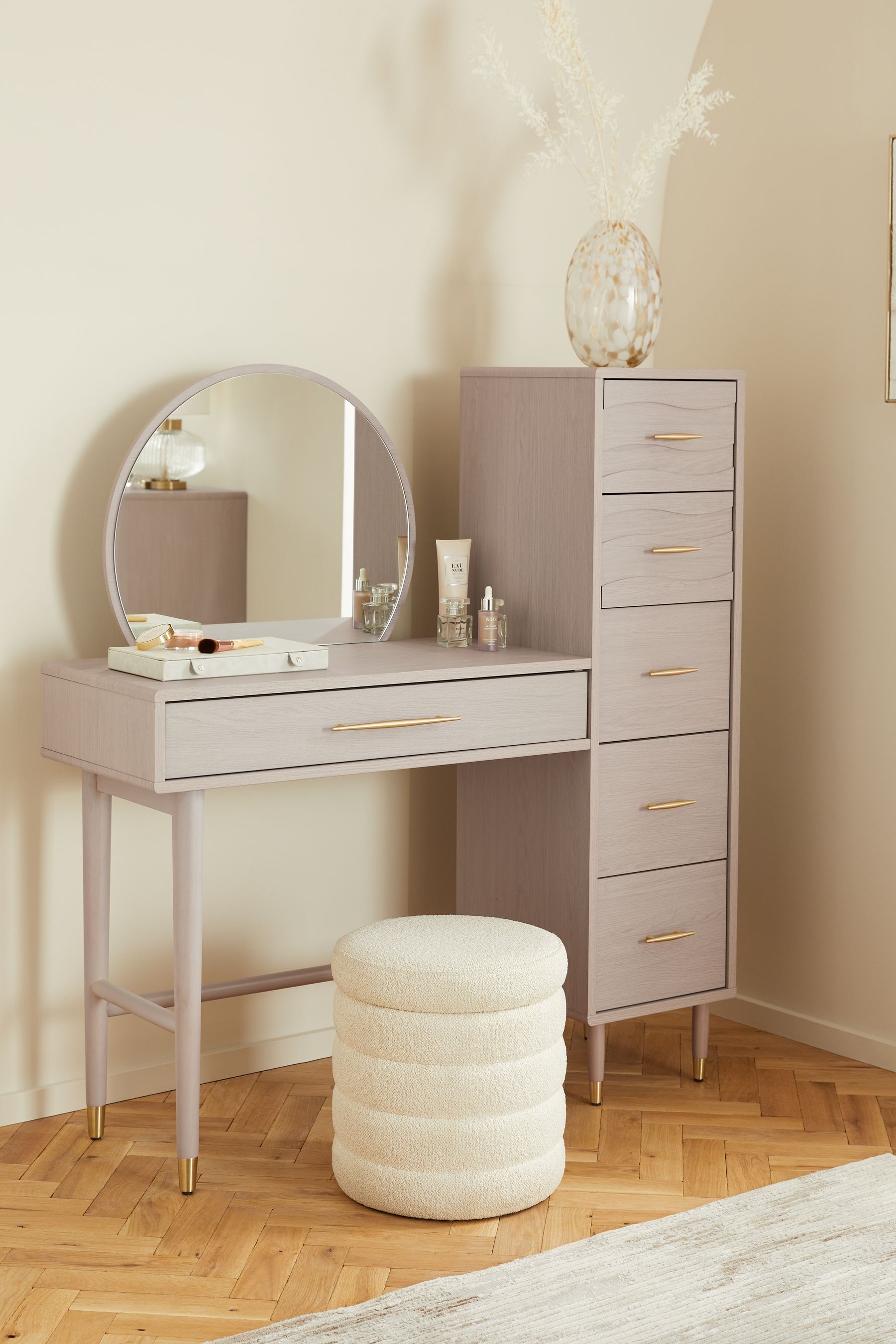 Buy Grey Adelaide Oak Effect Side Pedestal Console Dressing Table