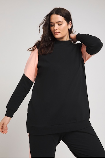Simply Be Black And Peach Colourblock Sweatshirt
