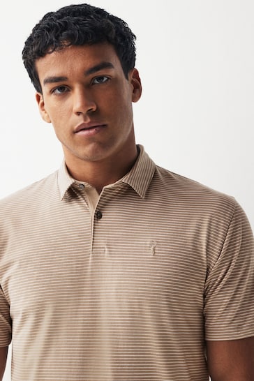 Neutral Brown Stripe Polo Shirt