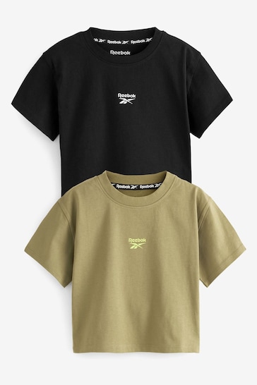 Reebok Junior 2 Pack Black/Green T-Shirts