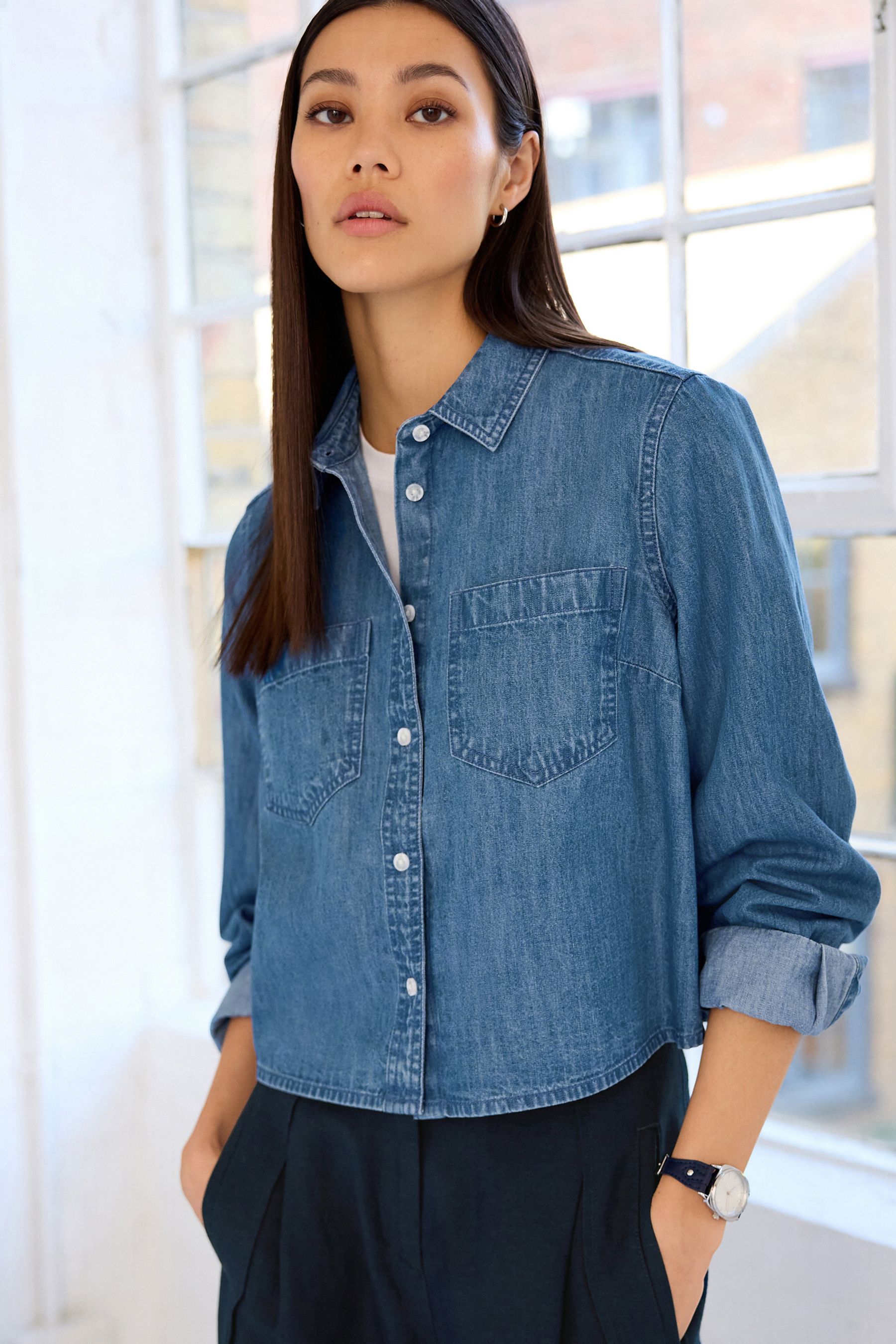 Denim top shirt sweater
