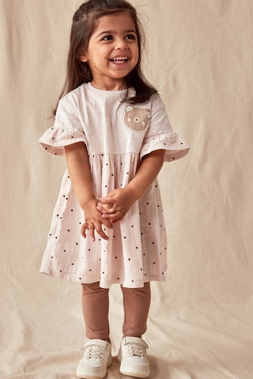 Cream Relaxed Day Dress and Leggings Set (3mths-7yrs)