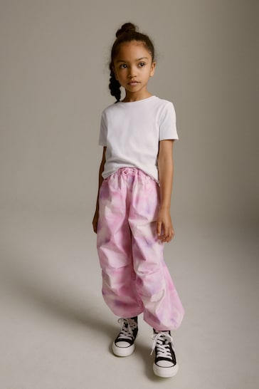 Pink Tie Dye Parachute Cargo Trousers (3-16yrs)