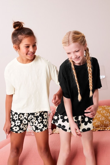 Black/White Floral Short Pyjamas 2 Pack (3-16yrs)