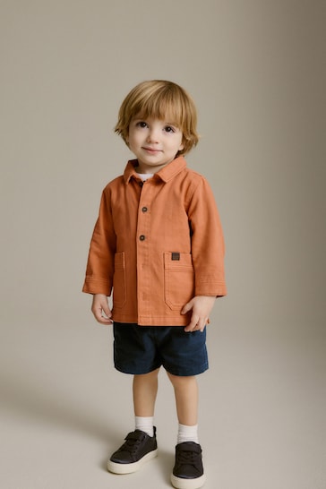 Orange Denim Shacket, T-Shirt and Shorts Set (3mths-7yrs)