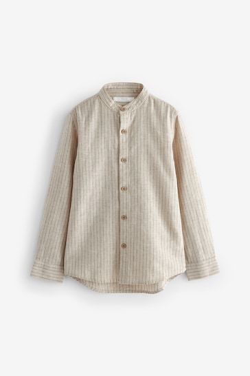 Neutral Grandad Collar Long Sleeve Shirt (3-16yrs)