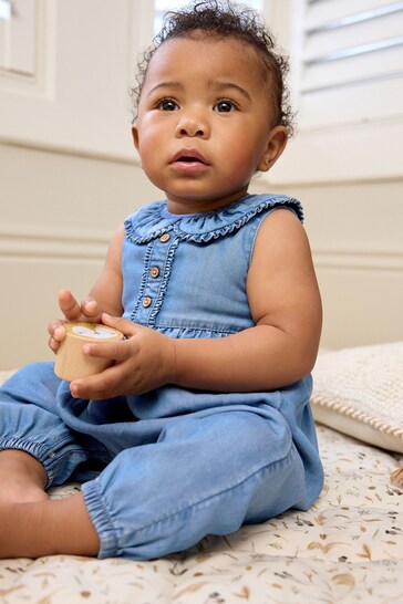 Denim Collared Baby Woven Jumpsuit (0mths-2yrs)
