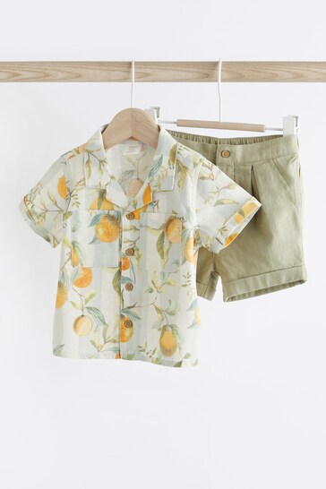 Orange Print Baby Shirt And Short Set (0mths-3yrs)