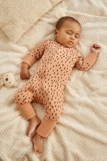 Mink Brown Turnover Feet Two Way Zip Baby Sleepsuit 1 Pack (0mths-3yrs)