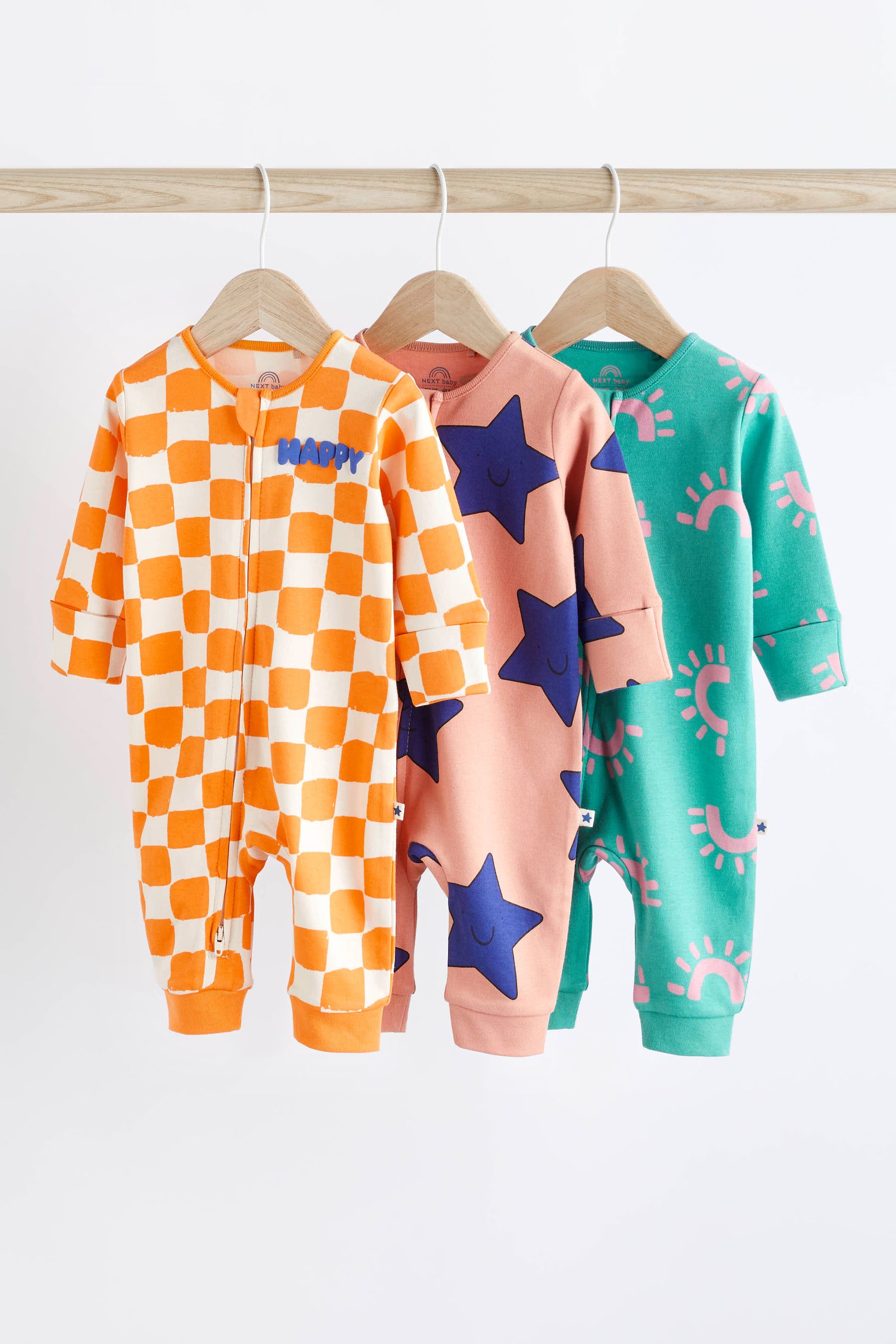 Buy Multi Baby Footless Sleepsuit With Zip 3 Pack (03yrs) from Next