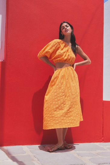 Orange One Shoulder Summer Dress