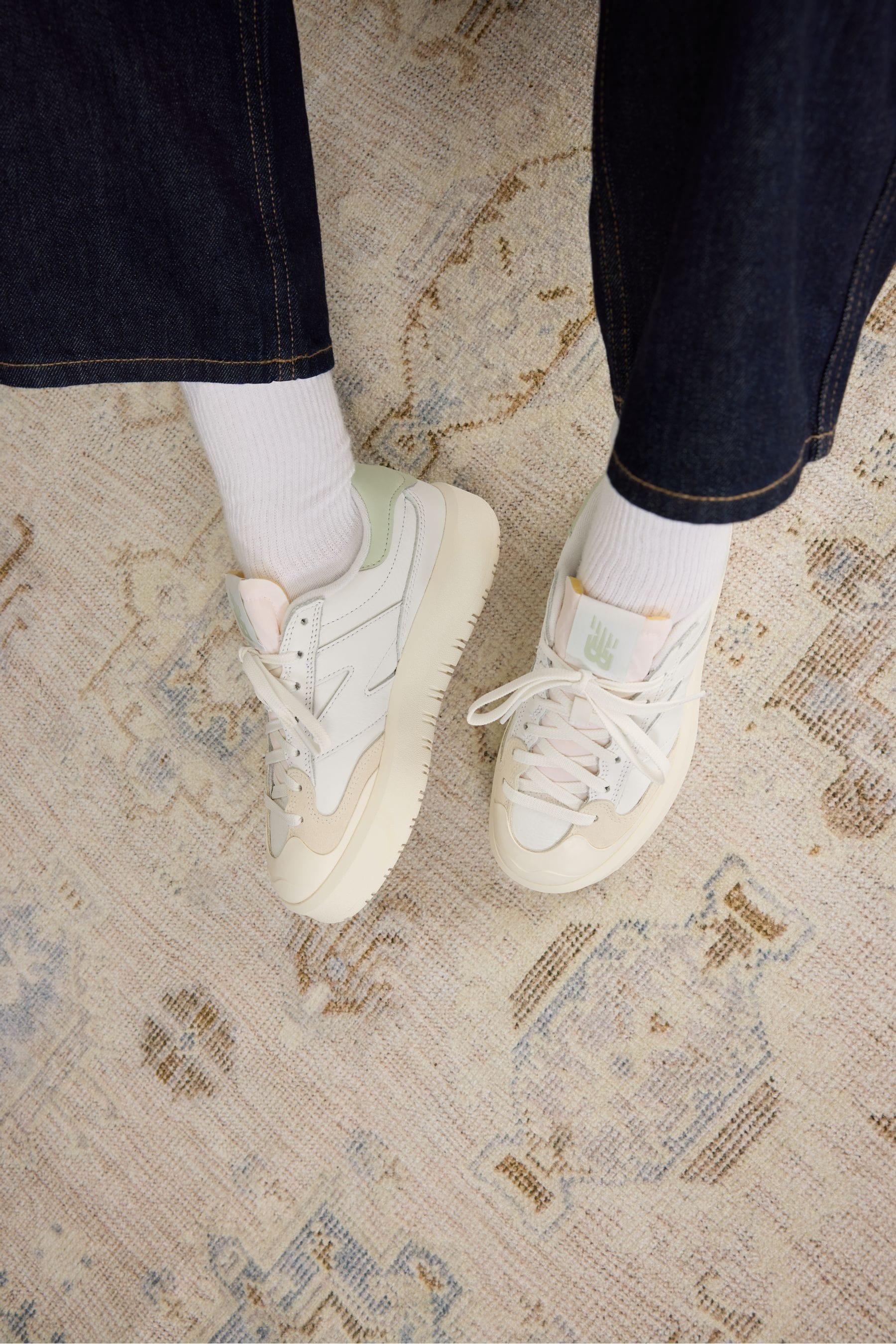 New Balance White Green Womens CT302 Trainers