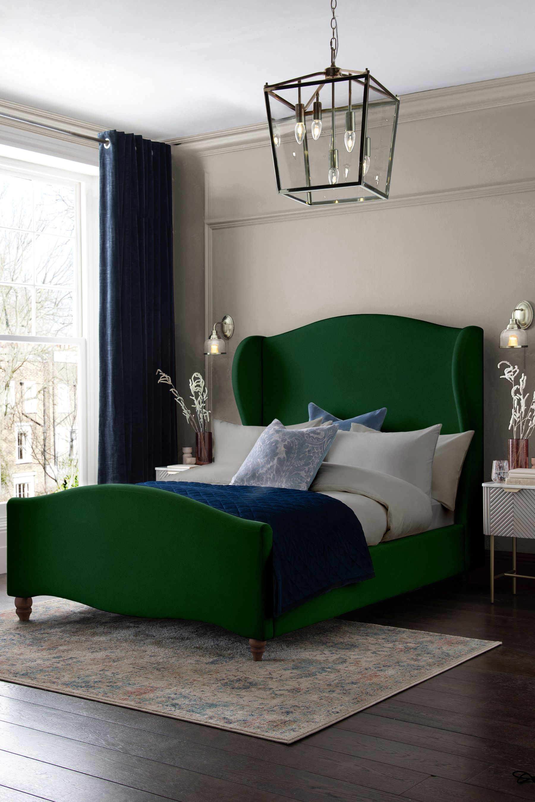 Emerald velvet store bed frame
