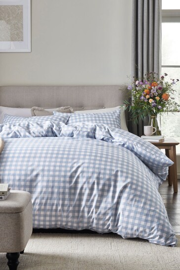 Blue Gingham Duvet Cover and Pillowcase Set