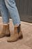 Tan Brown Suede Regular/Wide Fit Forever Comfort® Leather Block Heel Chelsea Boots