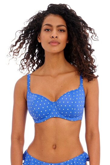 Freya Blue Azure Jewel Cover Underwire Sweetheart Bikini Top