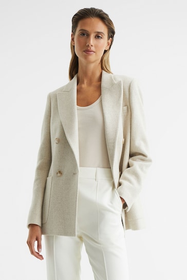 Buy Reiss Neutral Amber Textured Double Breasted Blazer from the Next ...