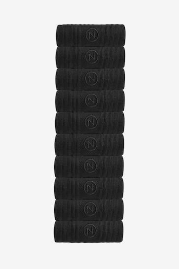 Black 10 Pack Cushioned Sole Sport Socks