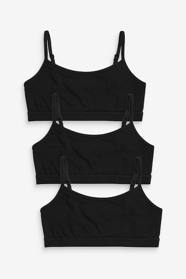 Black Strappy Crop Top 3 Pack (5-16yrs)