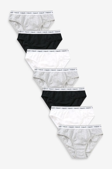 Black/Grey/White 7 Pack Bikini Briefs (2-16yrs)