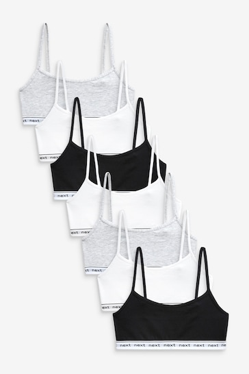 Black/Grey/White 7 Pack Strappy Crop Tops (5-16yrs)