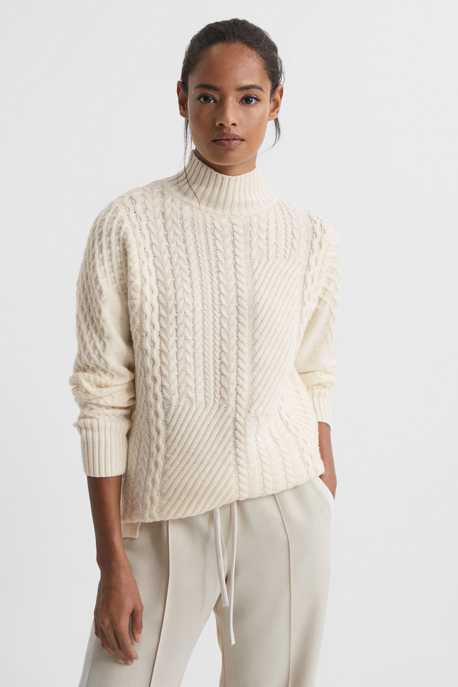 Cream knit high shop neck jumper