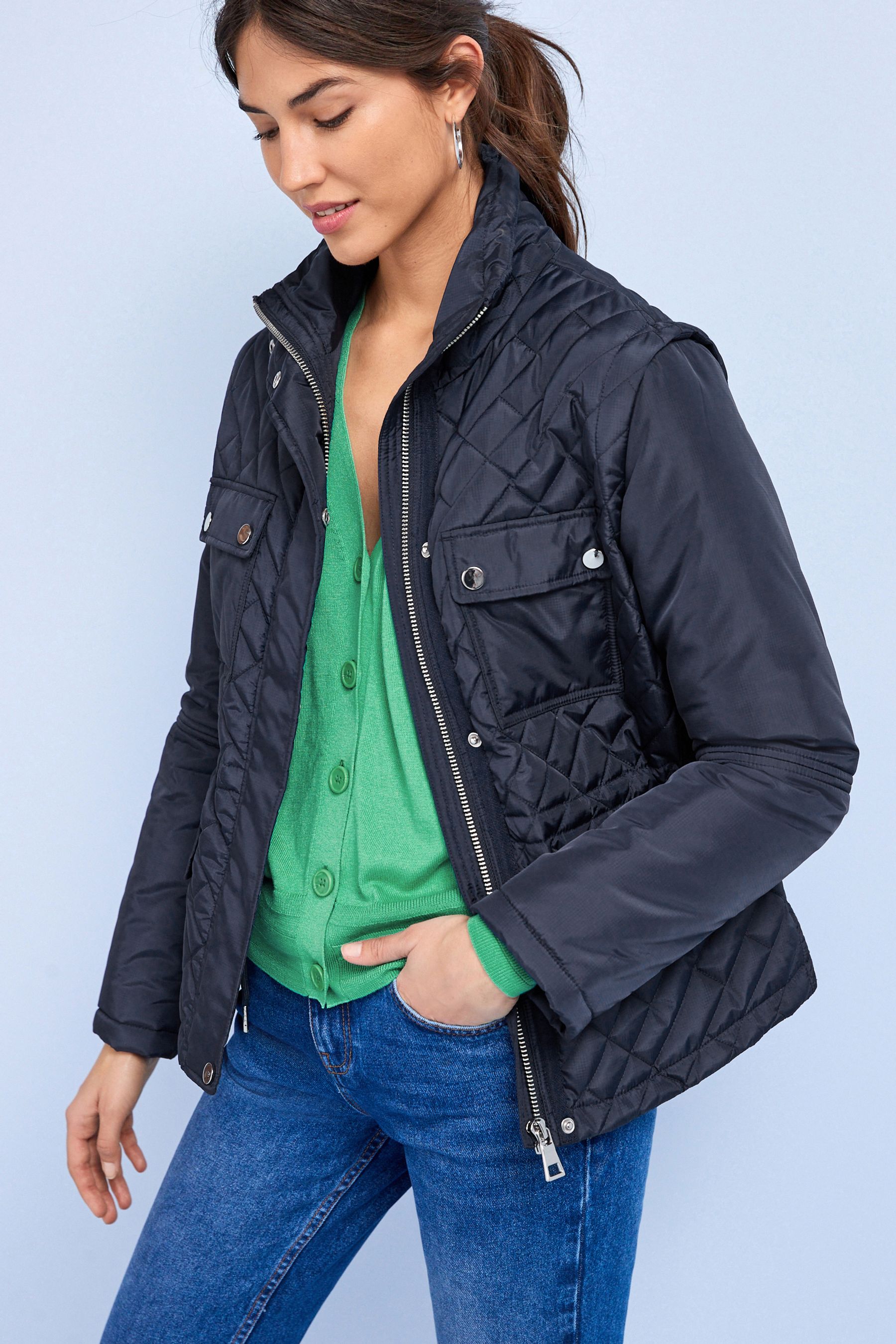 Buy Navy Blue Short Quilted Jacket from the Next UK online shop