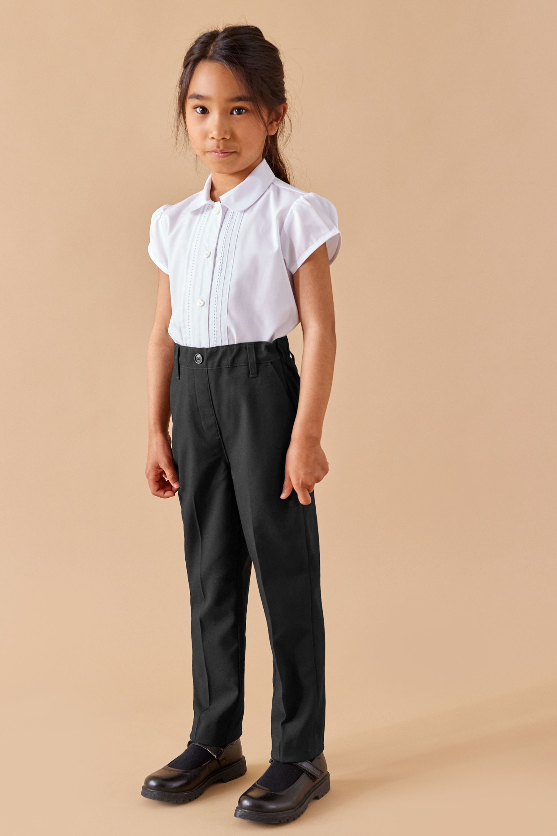 Buy Black Pull On Waist Plain Front School Trousers 3 17yrs from
