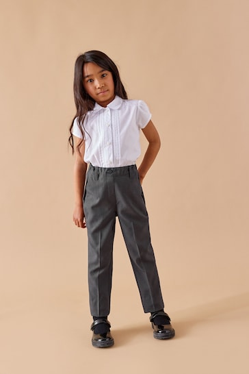 Grey Pull-On Waist Plain Front School Trousers (3-17yrs)
