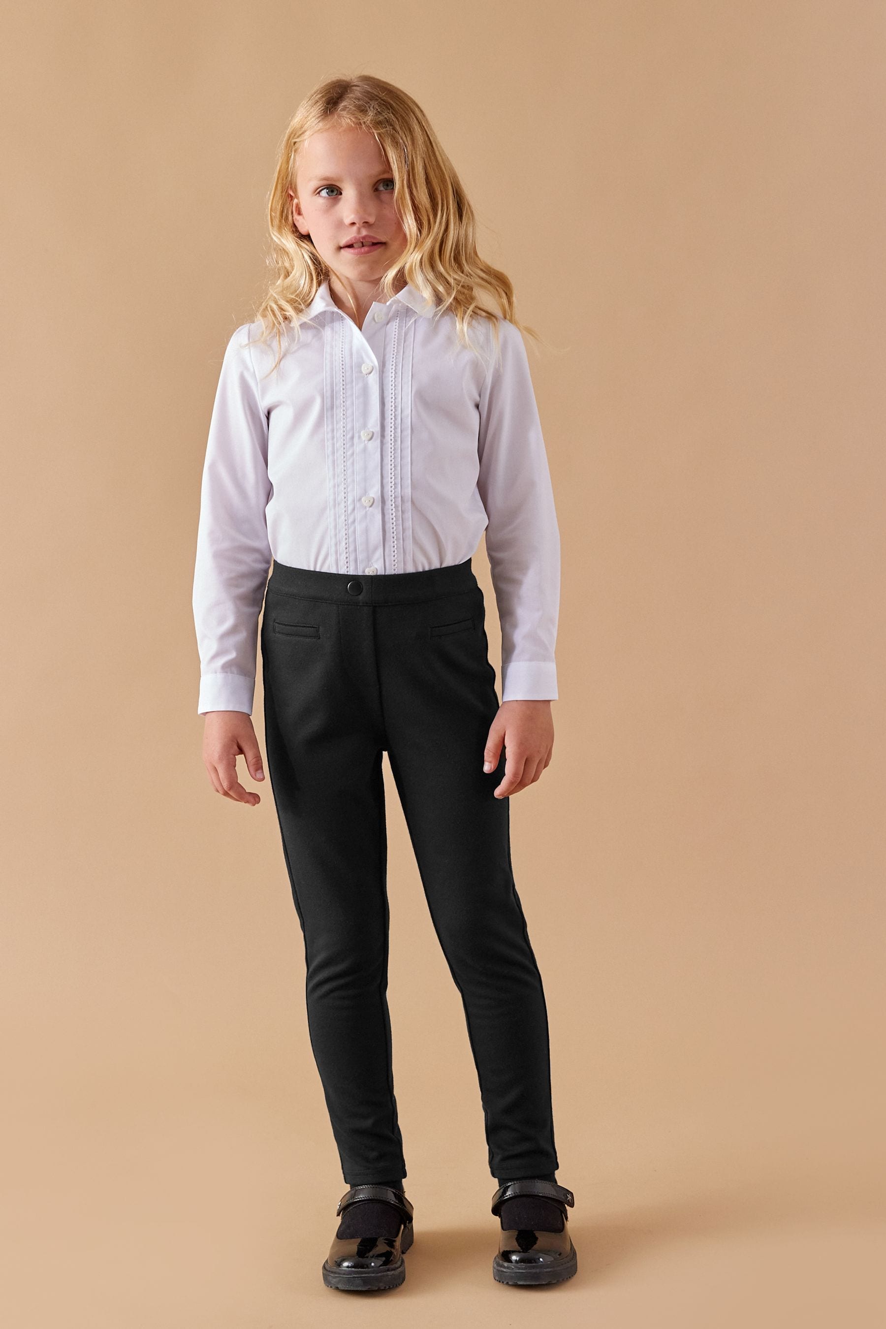 Black pull store on skinny trousers