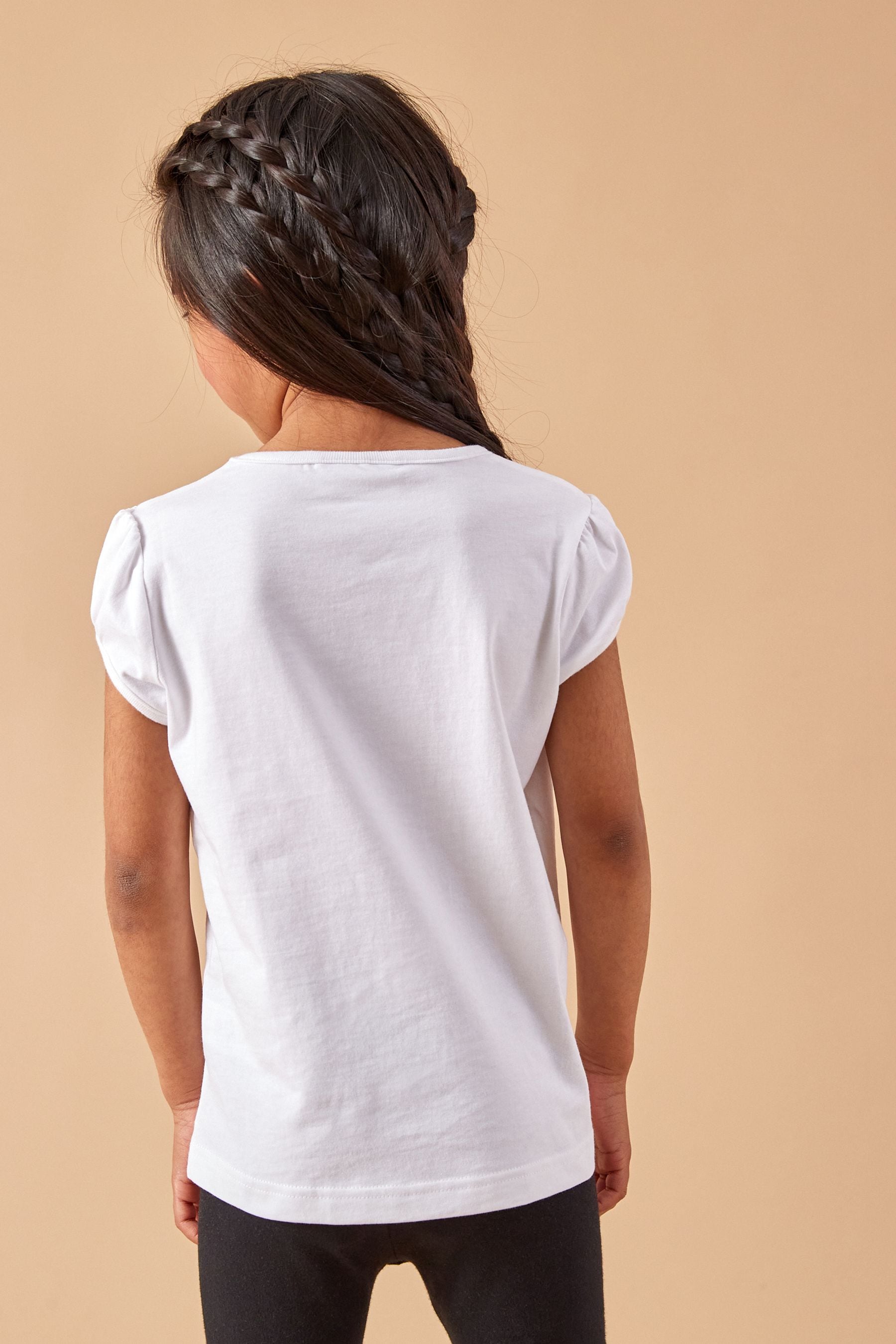 White 2 Pack Cotton Puff Sleeve T Shirts 3 16yrs