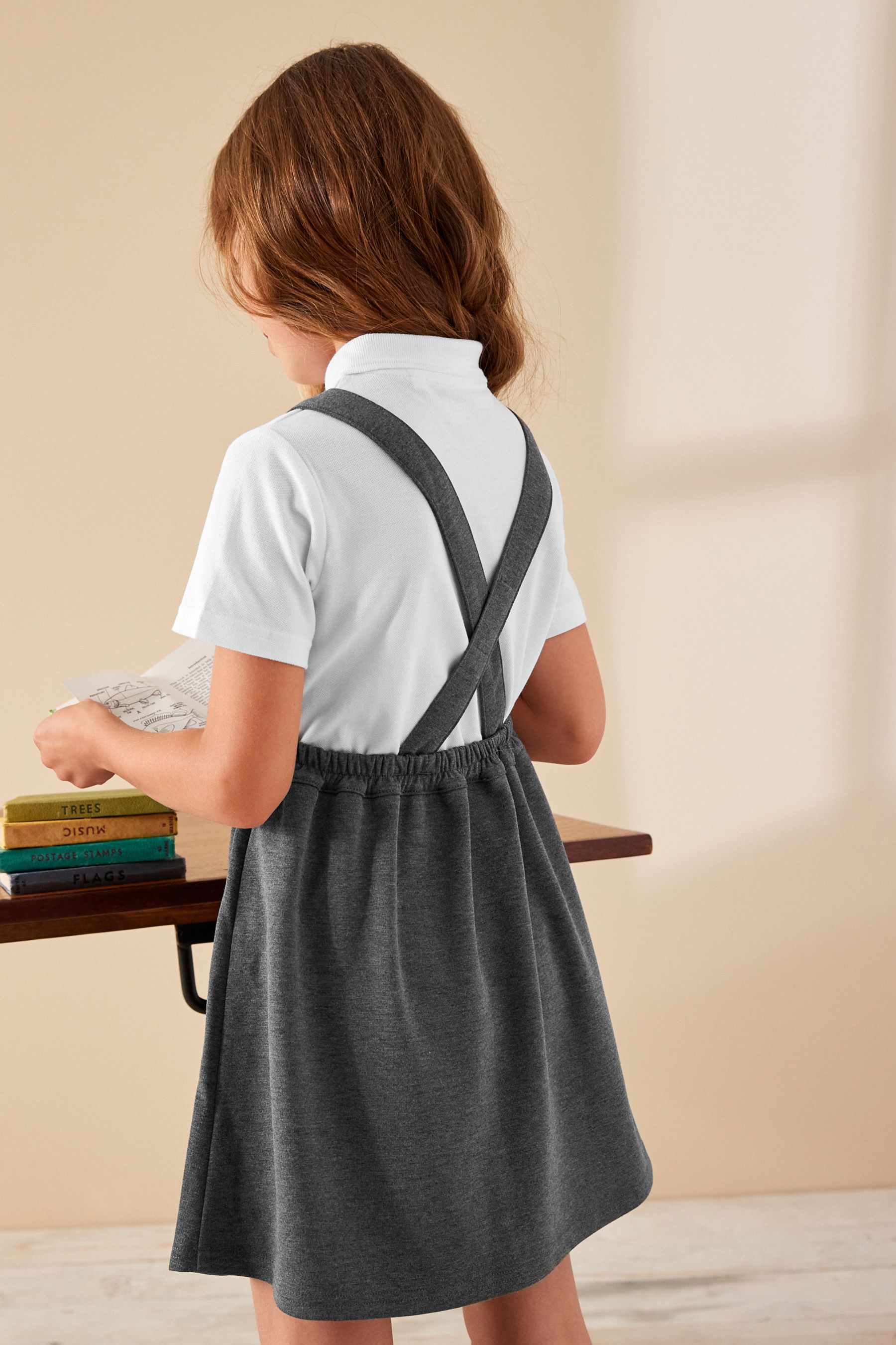 Ladies grey pinafore dress hotsell