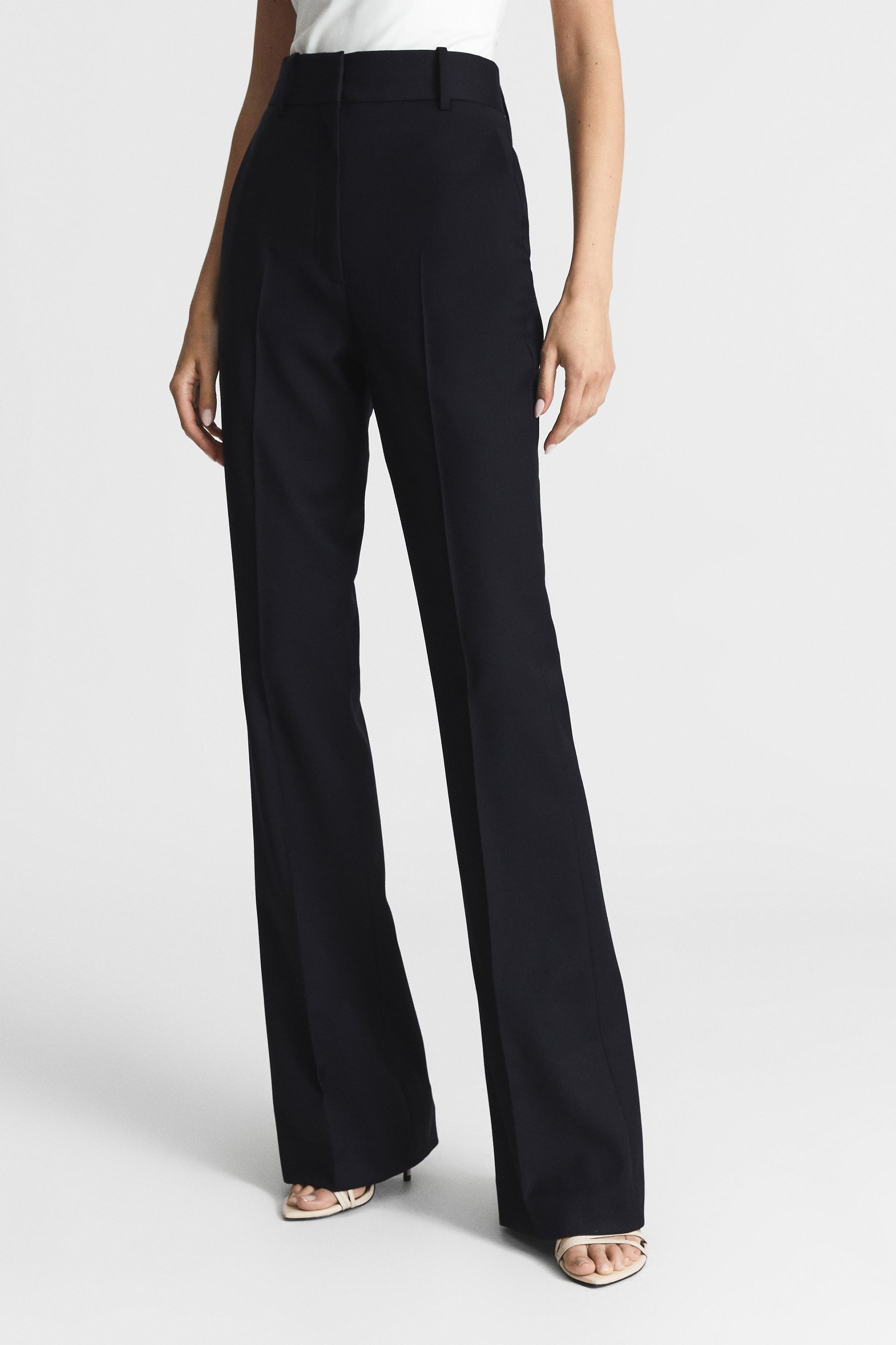 Buy Reiss Navy Haisley Petite Tailored Flared Suit Trousers from the ...