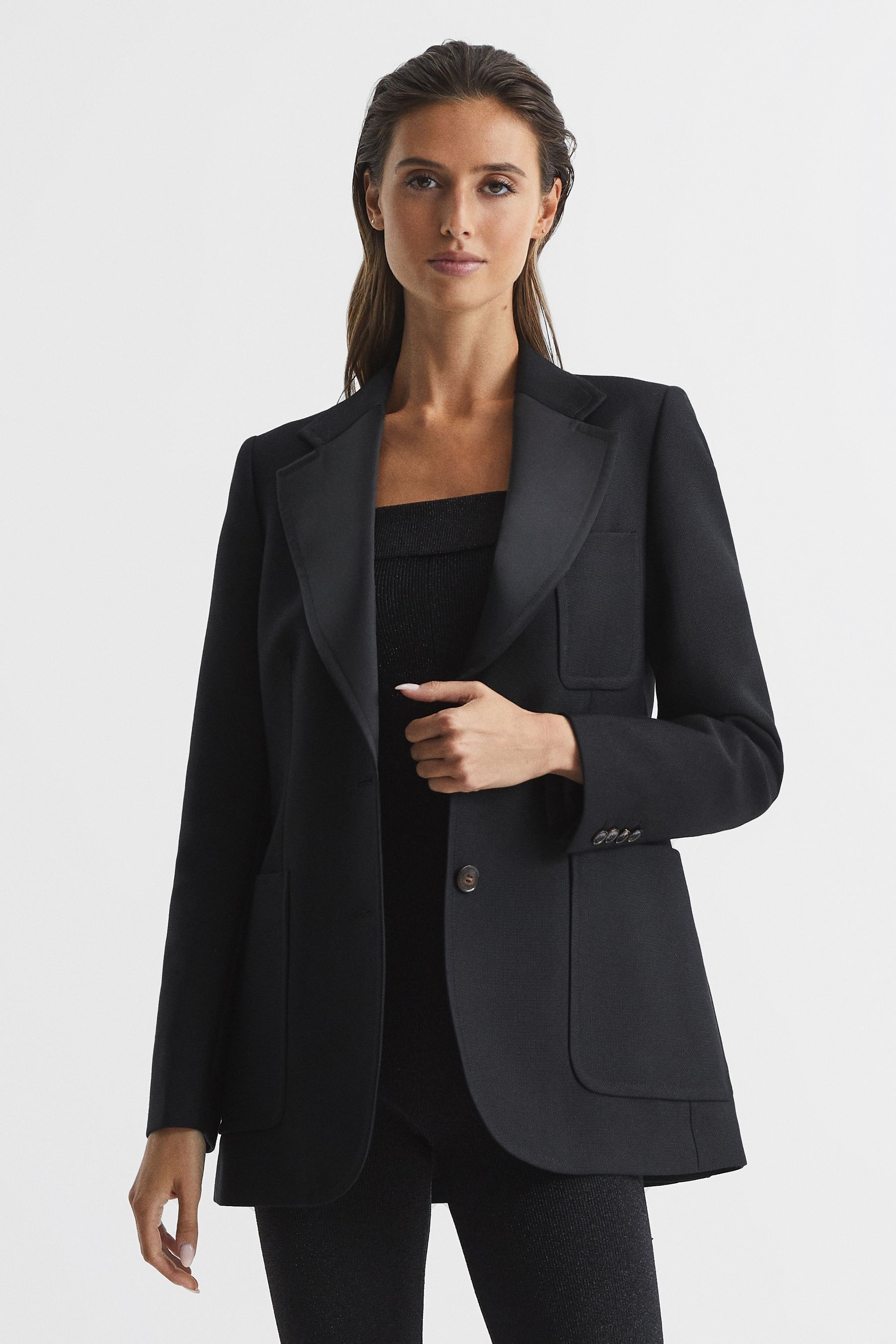 Buy Reiss Black Alana Single Breasted Tailored Blazer from the Next UK ...