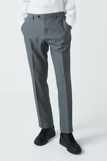 Light Grey Slim Machine Washable Plain Front Smart Trousers