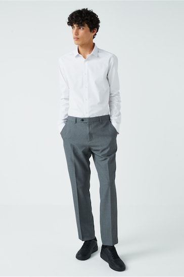Light Grey Slim Machine Washable Plain Front Smart Trousers