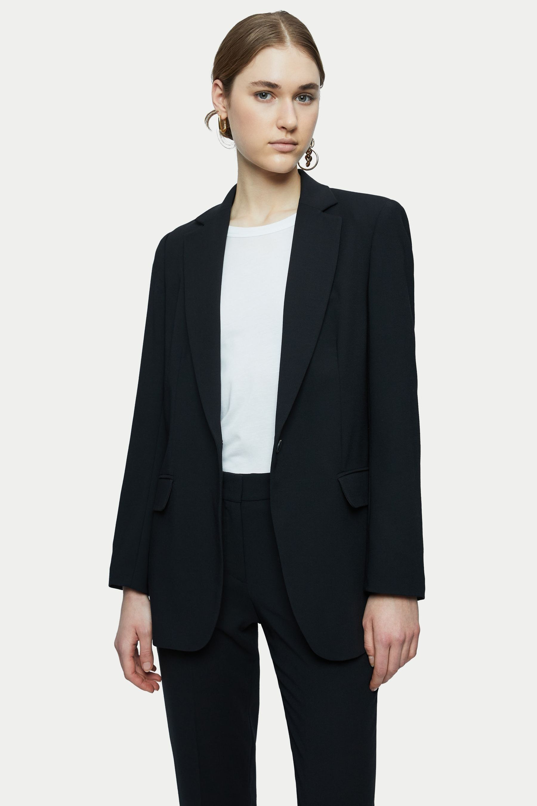 Buy Jigsaw Black Fluid Twill Knox Blazer from the Next UK online shop