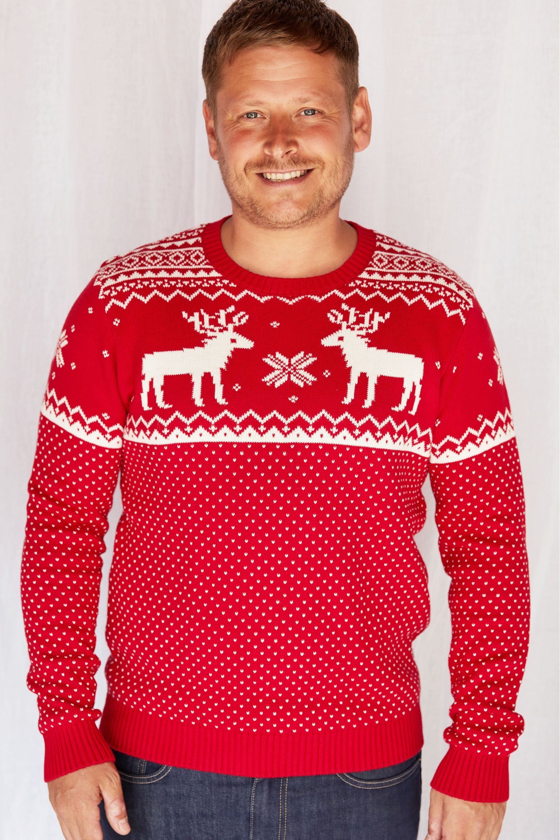 Buy The Little Tailor Men's Christmas Reindeer Fairisle Jumper from the ...