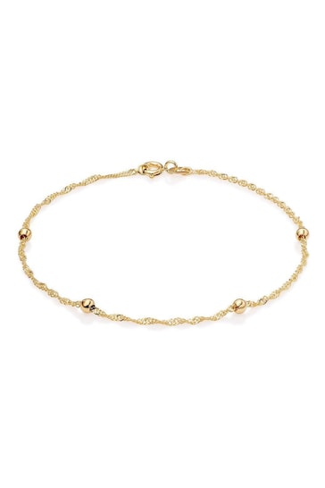 Beaverbrooks 9ct Gold Bead And Chain Bracelet