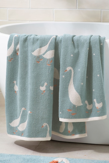 Teal Blue Goose And Friends Towel