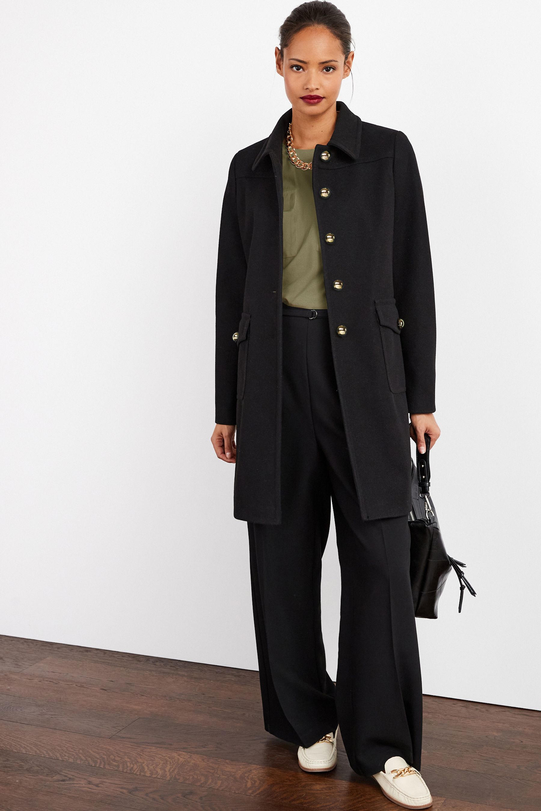 Buy Black Single Breasted Dolly Coat 