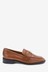 Tan Brown Leather Almond Toe Loafers