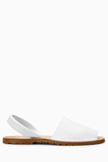White Leather Regular/Wide Fit Beach Sandals