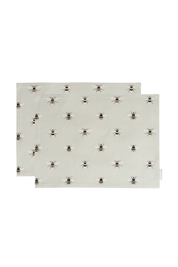 Sophie Allport Set of 2 Grey Bees Placemats