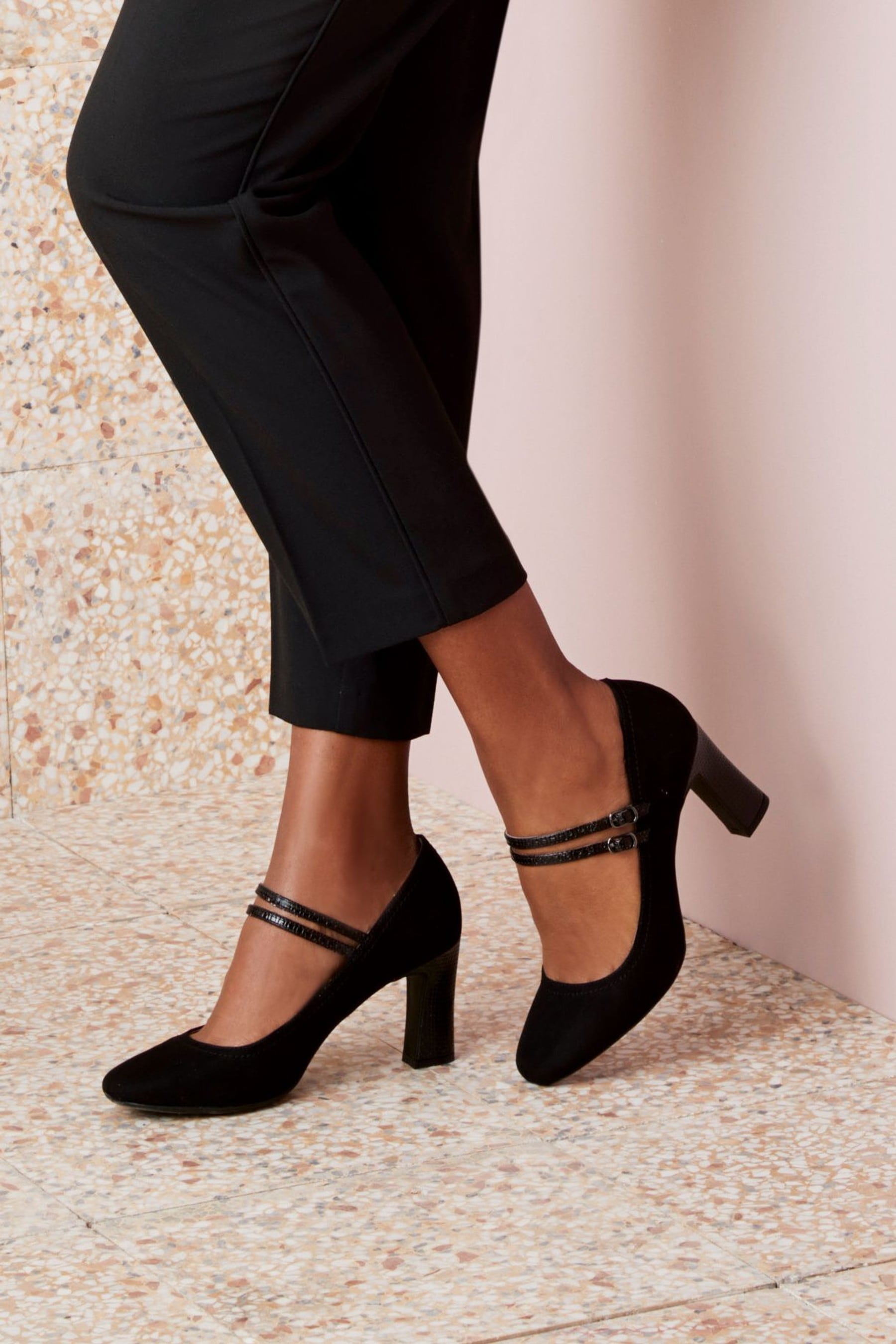 Simply Be Extra Wide Fit square toe heeled sandals with chain strap detail  in stone | ASOS